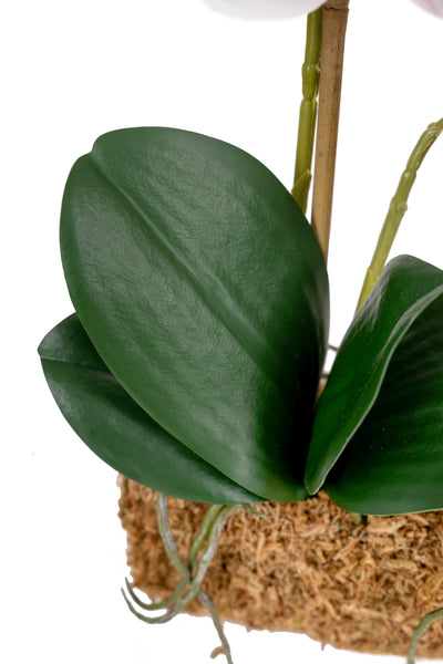 Orhidee artificiala roz cu alb cu aspect natural H36 cm cu 2 tulpini