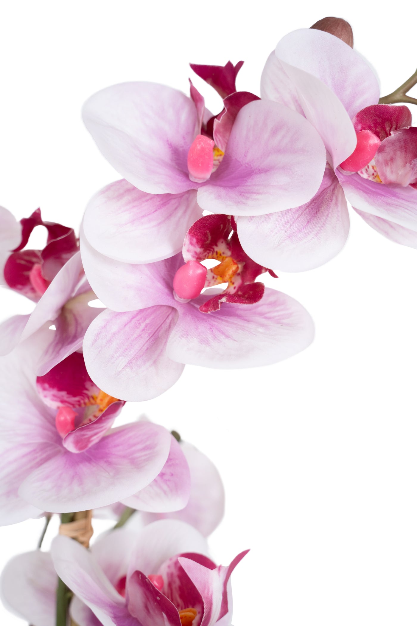 Orhidee artificiala roz cu alb cu aspect natural H54 cm cu 5 tulpini