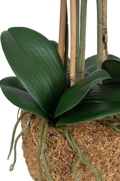 Orhidee artificiala roz cu alb cu aspect natural H54 cm cu 5 tulpini