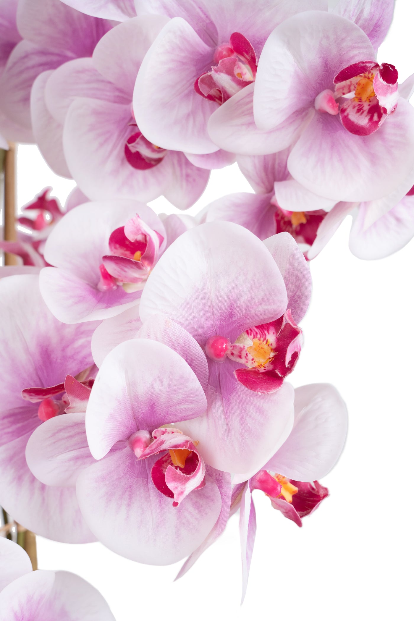 Orhidee artificiala roz cu alb cu aspect natural H80 cm cu 9 tulpini