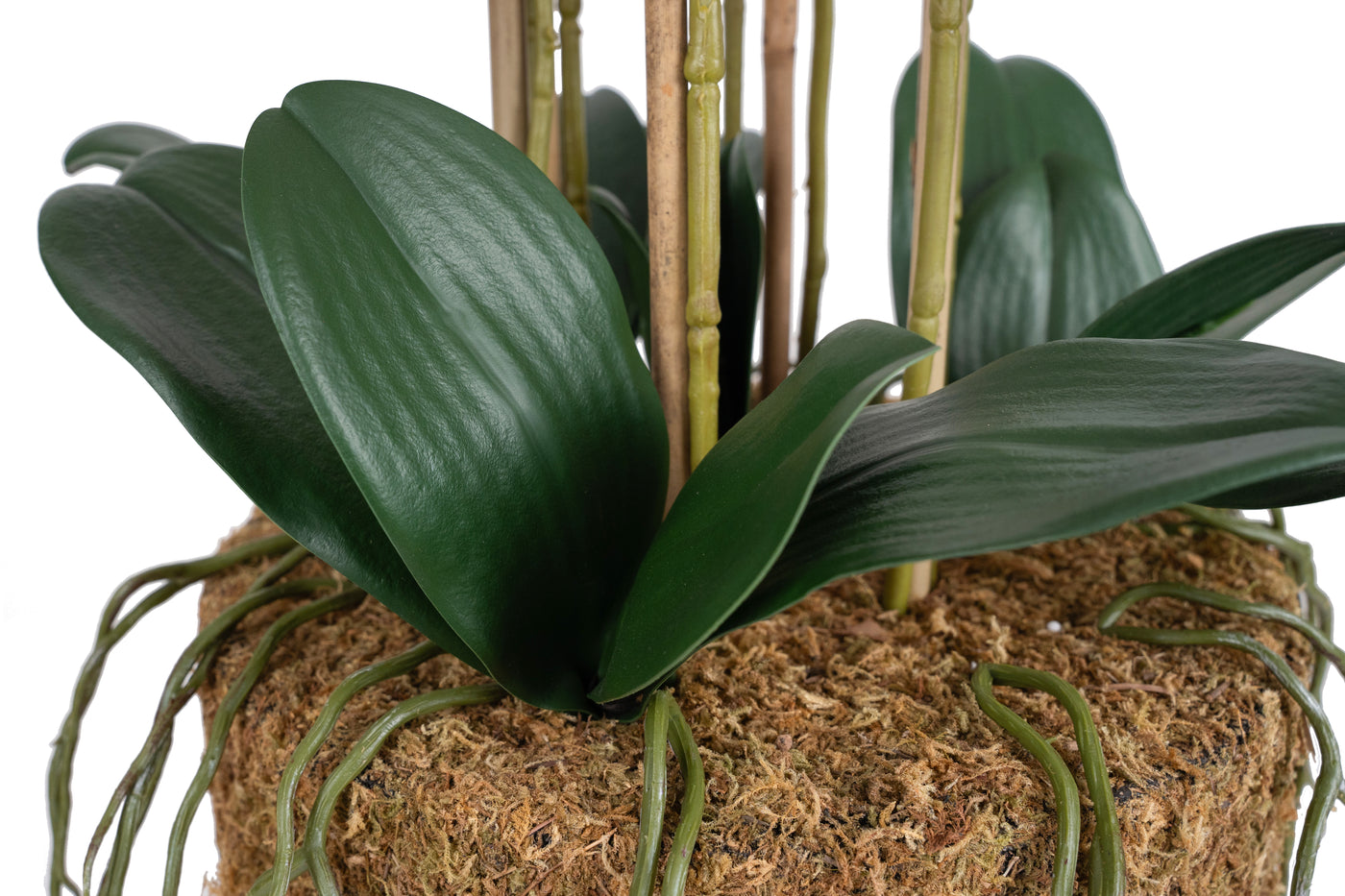 Orhidee artificiala roz cu alb cu aspect natural H80 cm cu 9 tulpini