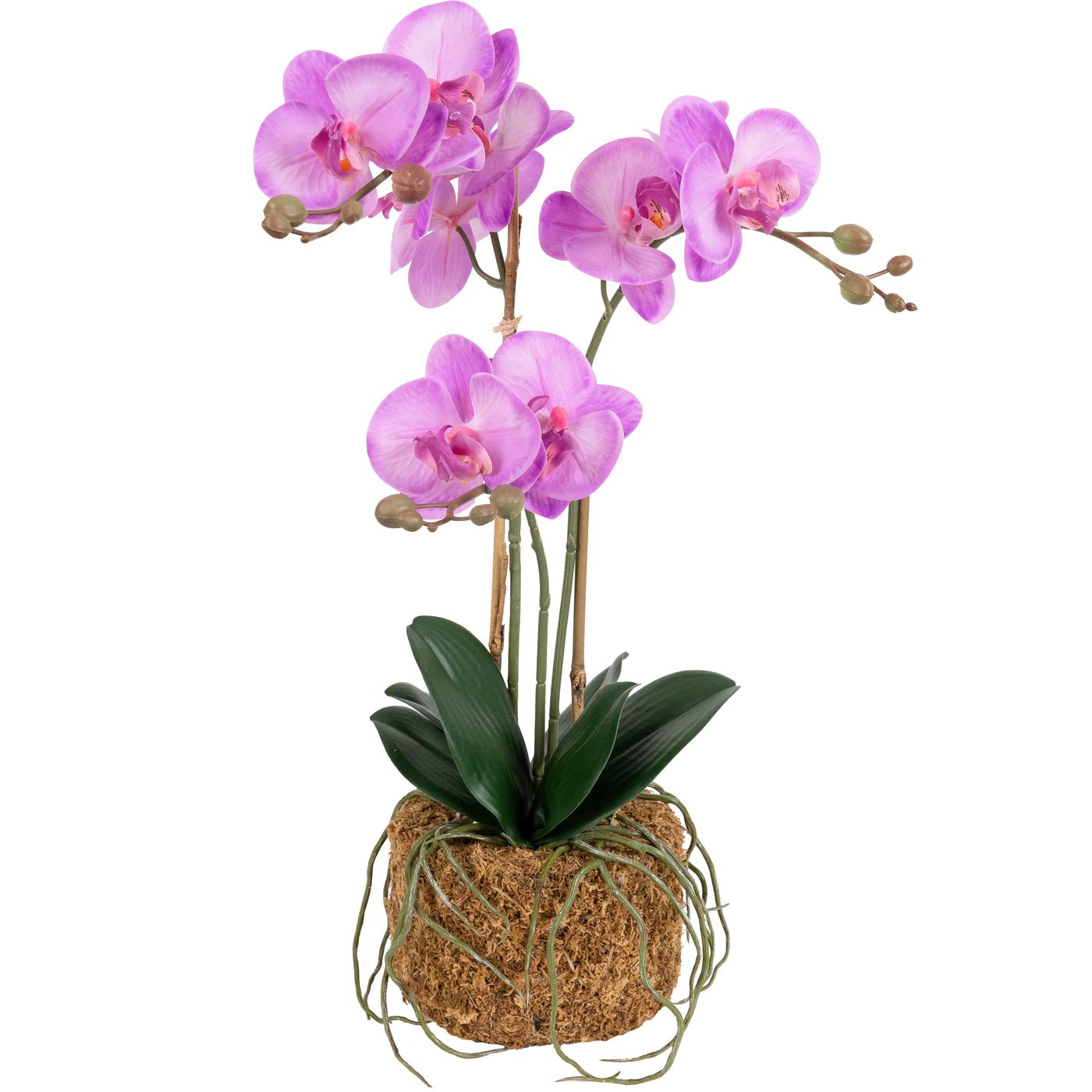 Orhidee artificiala roz cu aspect natural H53 cm cu 3 tulpini