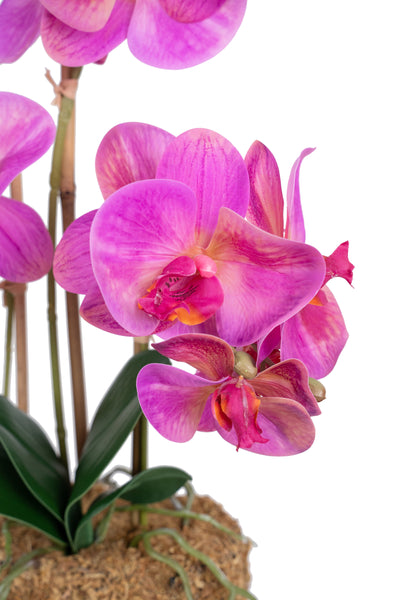 Orhidee artificiala roz cu aspect natural H54 cm cu 3 tulpini