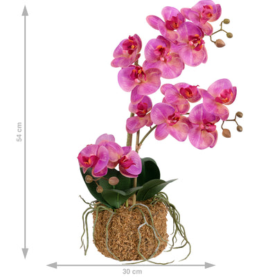 Orhidee artificiala roz cu aspect natural H54 cm cu 3 tulpini