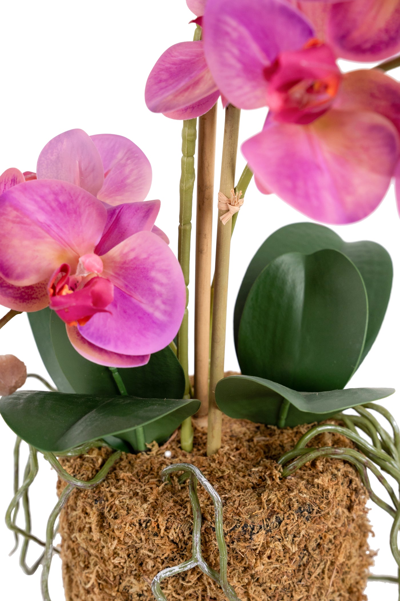 Orhidee artificiala roz cu aspect natural H54 cm cu 3 tulpini