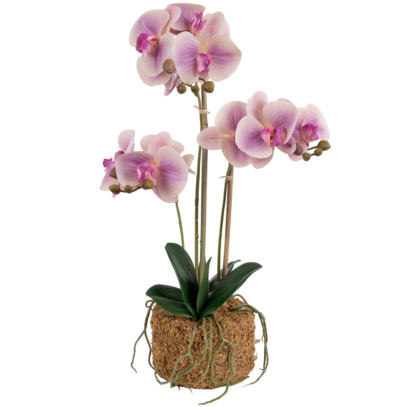 Orhidee artificiala roz cu aspect natural H54 cm cu 3 tulpini