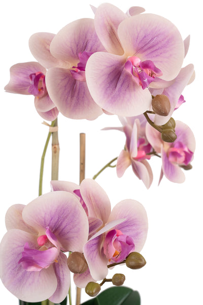 Orhidee artificiala roz cu aspect natural H54 cm cu 3 tulpini