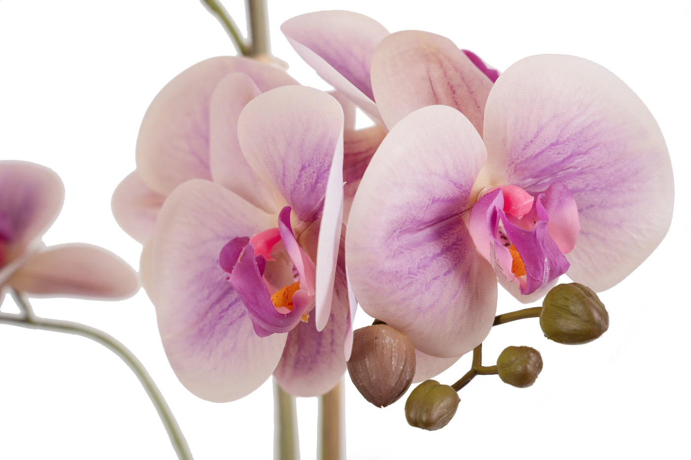 Orhidee artificiala roz cu aspect natural H54 cm cu 3 tulpini