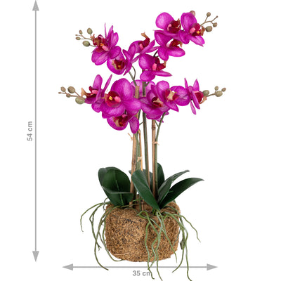 Orhidee artificiala roz cu aspect natural H54 cm cu 5 tulpini