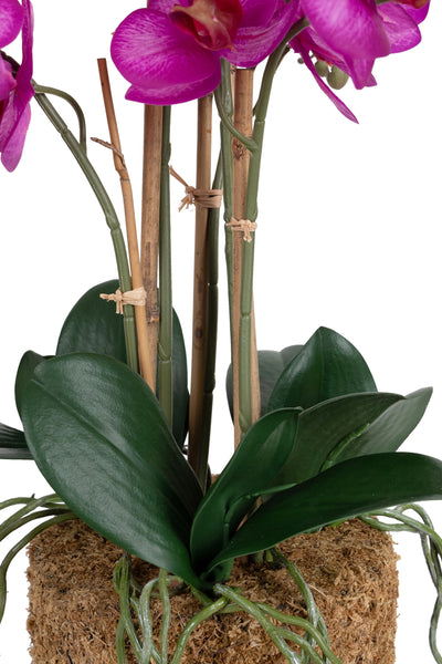 Orhidee artificiala roz cu aspect natural H54 cm cu 5 tulpini