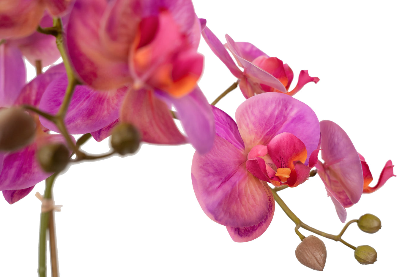 Orhidee artificiala roz cu aspect natural H56 cm cu 2 tulpini