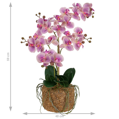Orhidee artificiala roz cu aspect natural H59 cm cu 5 tulpini