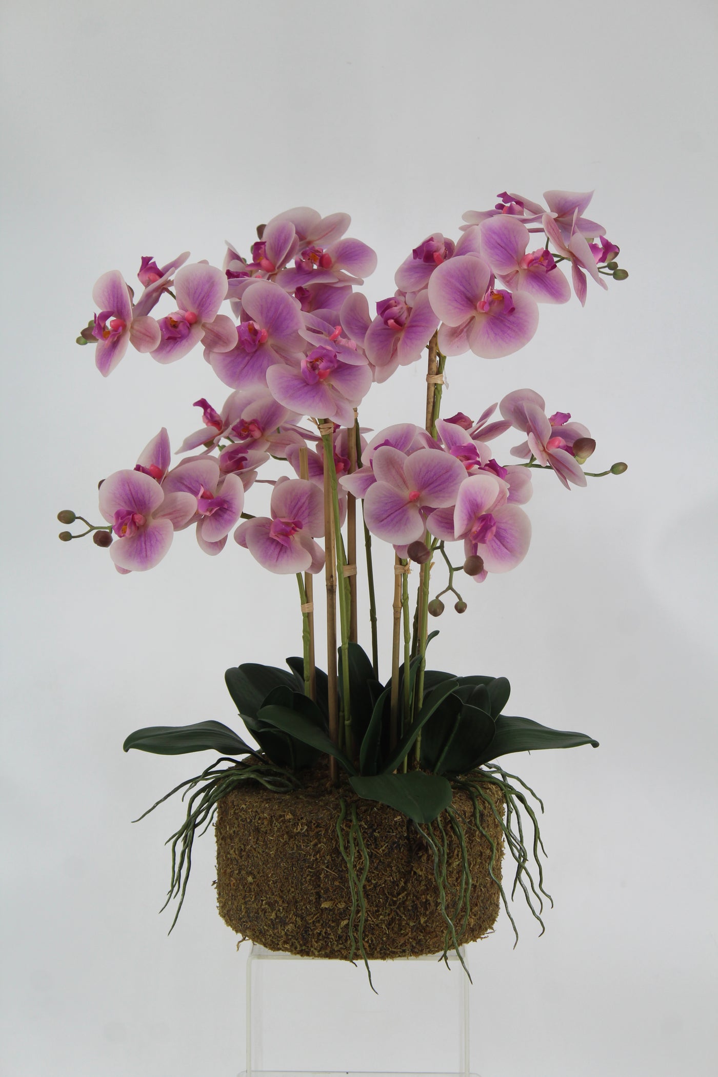 Orhidee artificiala roz cu aspect natural H66 cm cu 6 tulpini