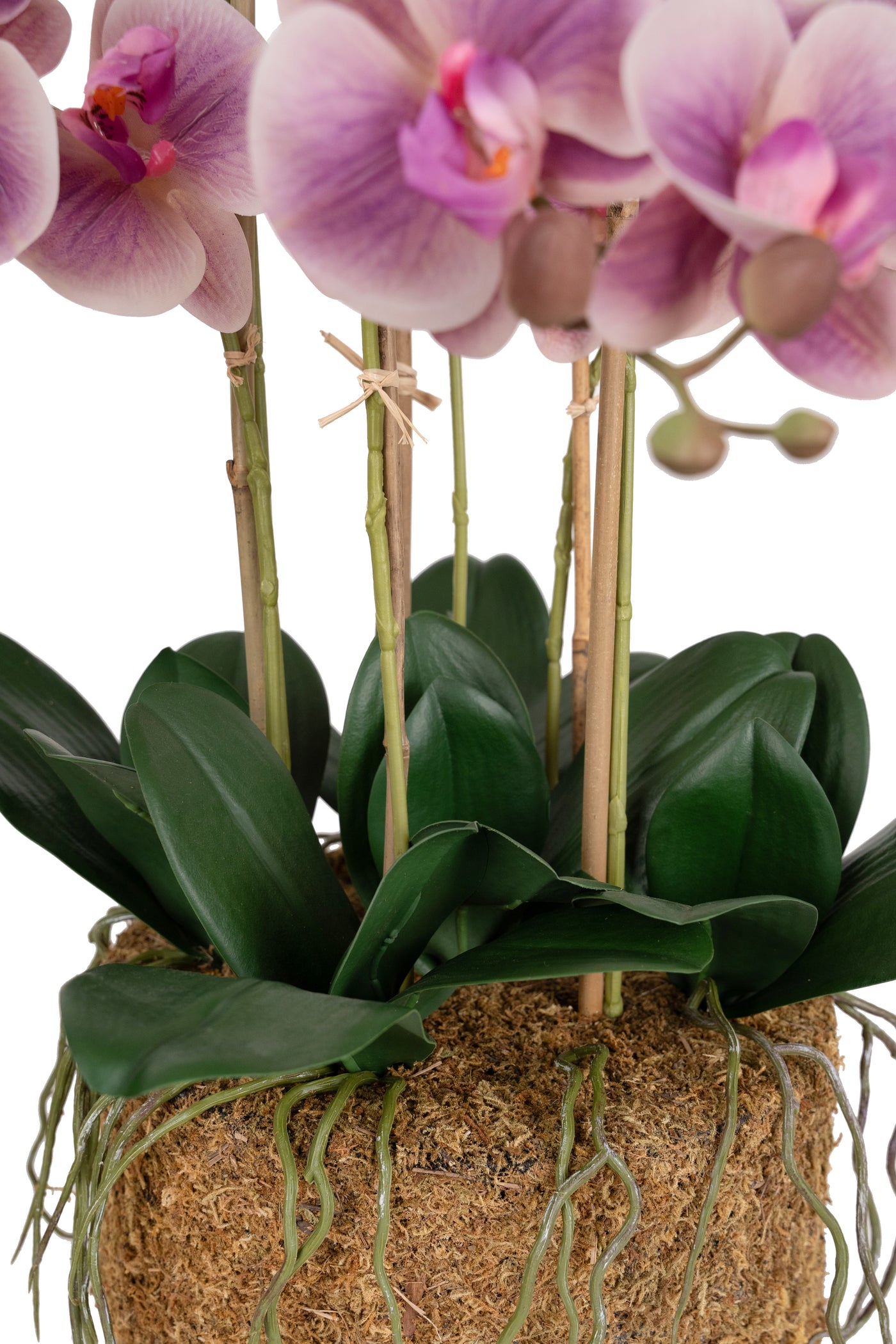 Orhidee artificiala roz cu aspect natural H66 cm cu 6 tulpini