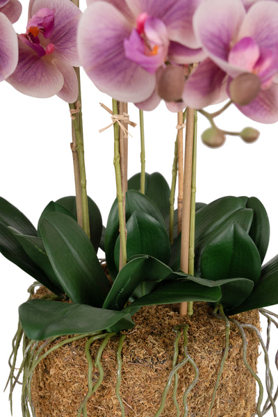 Orhidee artificiala roz cu aspect natural H66 cm cu 6 tulpini