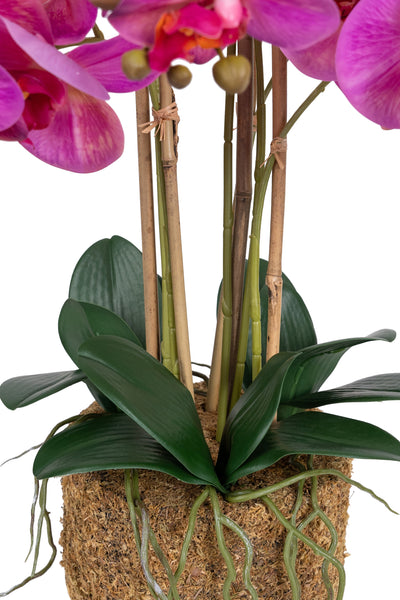 Orhidee artificiala roz cu aspect natural H71 cm cu 6 tulpini