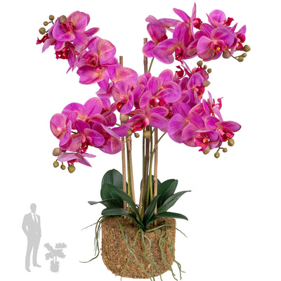 Orhidee artificiala roz cu aspect natural H71 cm cu 6 tulpini