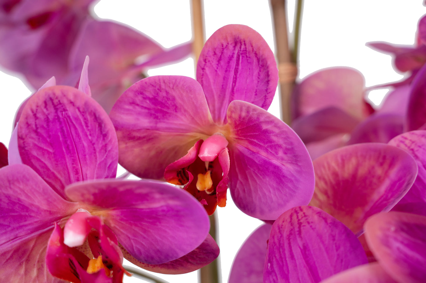 Orhidee artificiala roz cu aspect natural H71 cm cu 6 tulpini