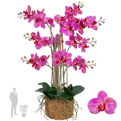 Orhidee artificiala roz cu aspect natural H71 cm cu 9 tulpini