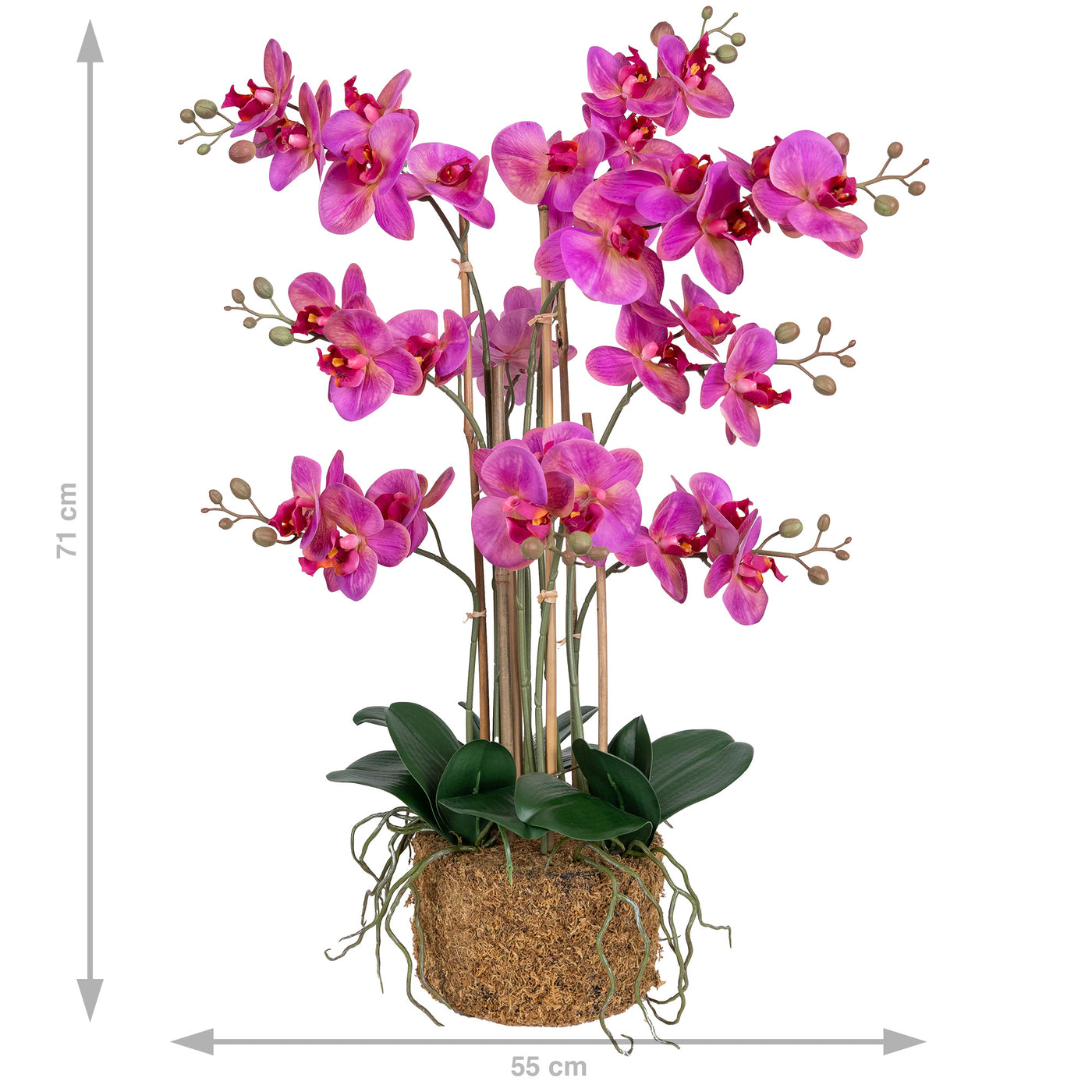 Orhidee artificiala roz cu aspect natural H71 cm cu 9 tulpini