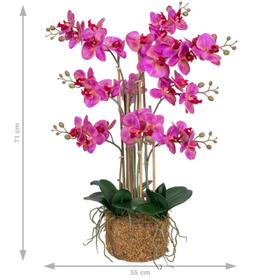 Orhidee artificiala roz cu aspect natural H71 cm cu 9 tulpini