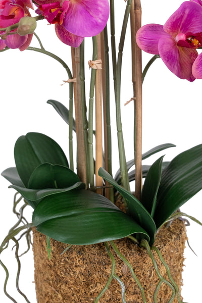 Orhidee artificiala roz cu aspect natural H71 cm cu 9 tulpini