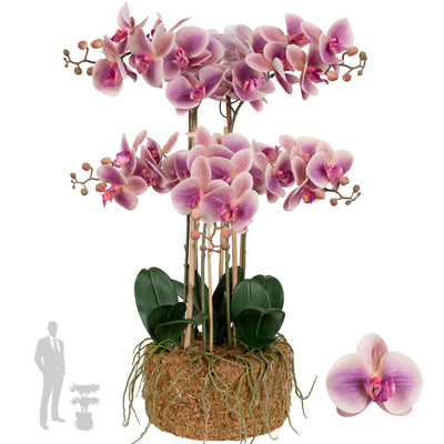 Orhidee artificiala roz cu aspect natural H72 cm cu 6 tulpini