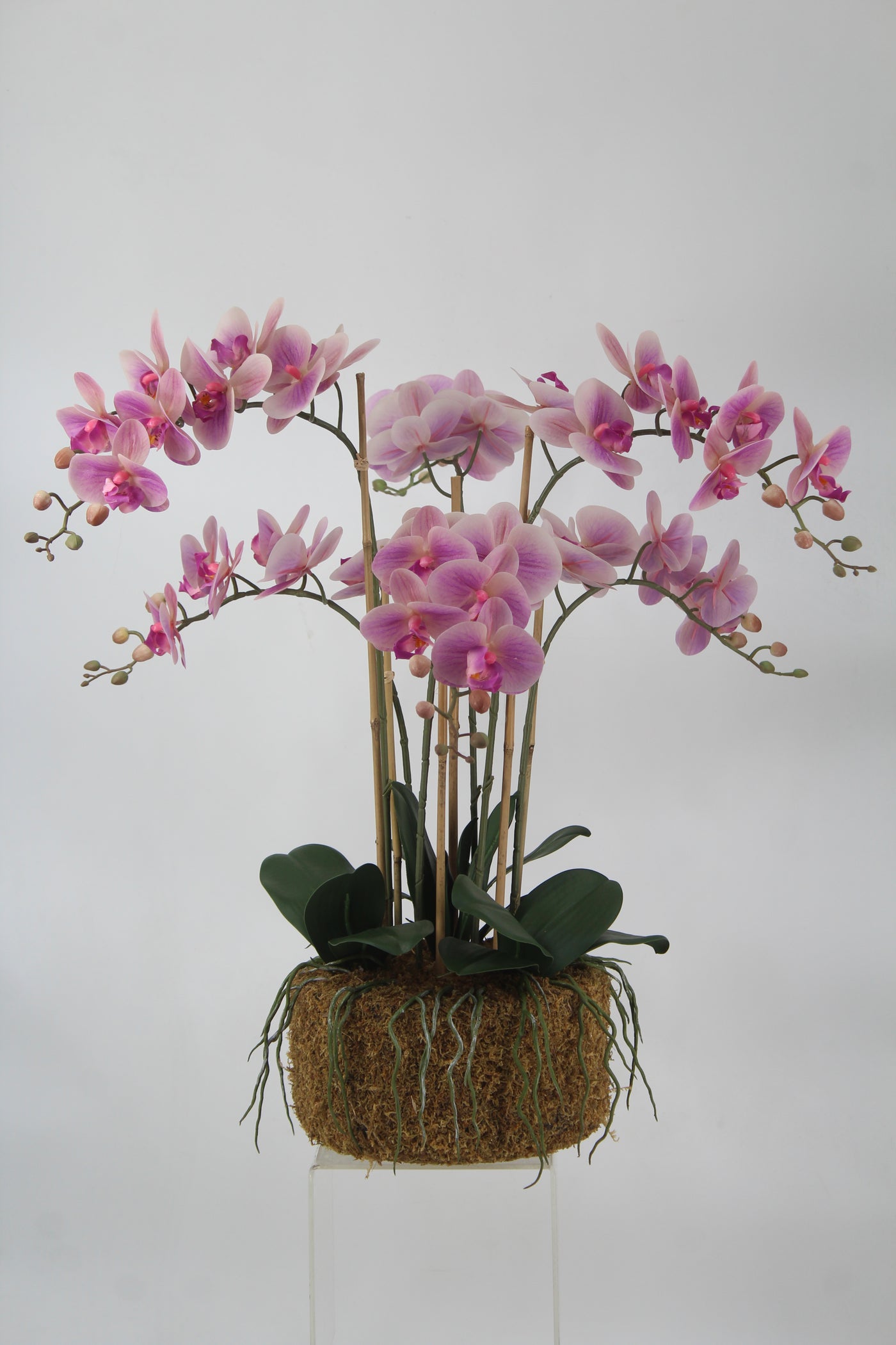 Orhidee artificiala roz cu aspect natural H72 cm cu 6 tulpini