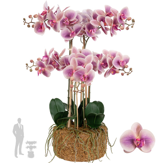 Orhidee artificiala roz cu aspect natural H72 cm cu 6 tulpini