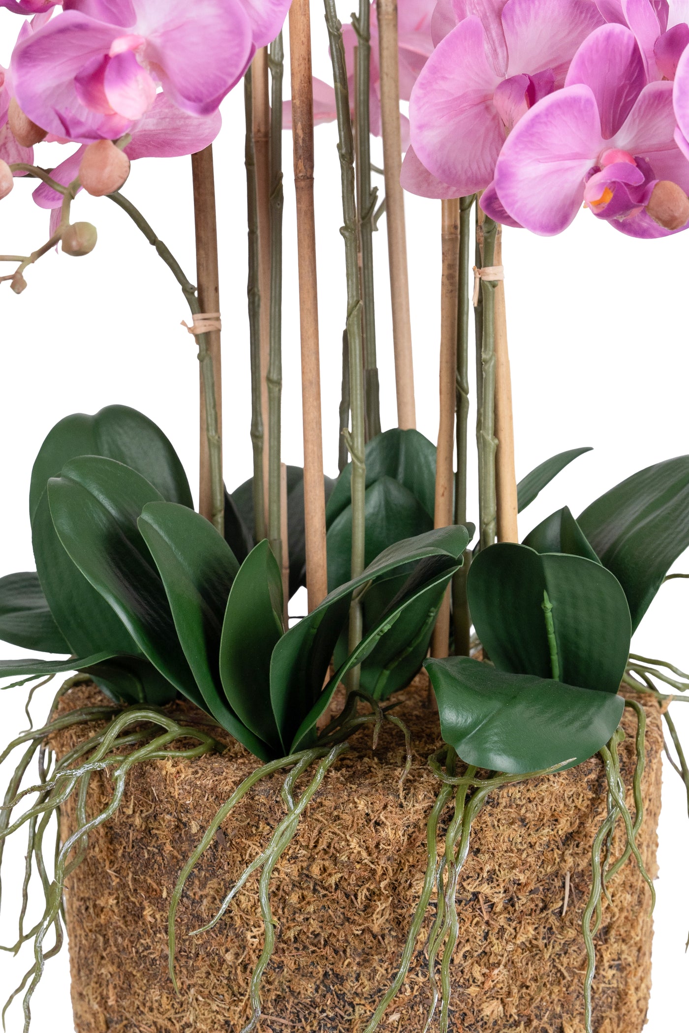 Orhidee artificiala roz cu aspect natural H90 cm cu 9 tulpini