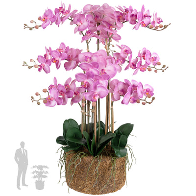Orhidee artificiala roz cu aspect natural H90 cm cu 9 tulpini