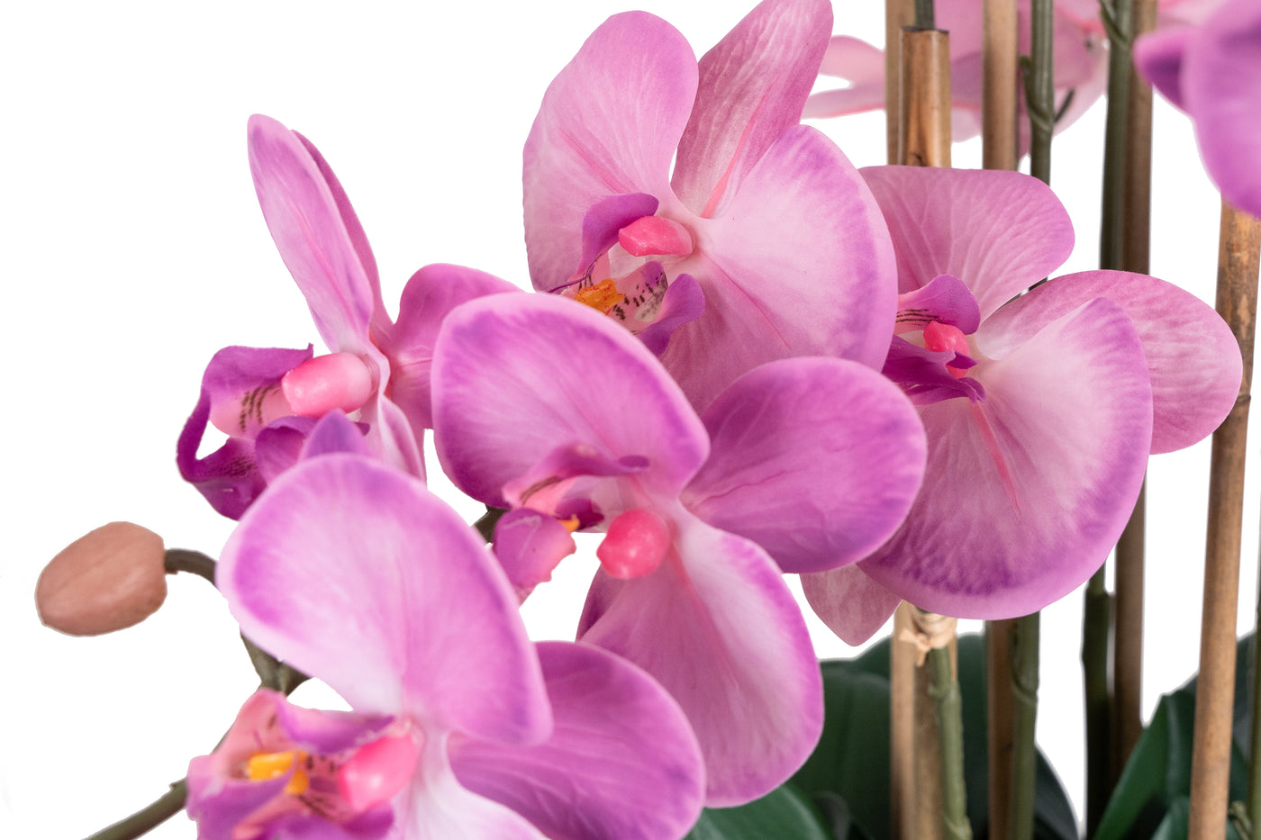 Orhidee artificiala roz cu aspect natural H90 cm cu 9 tulpini