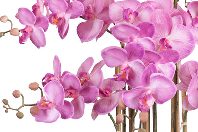 Orhidee artificiala roz cu aspect natural H90 cm cu 9 tulpini