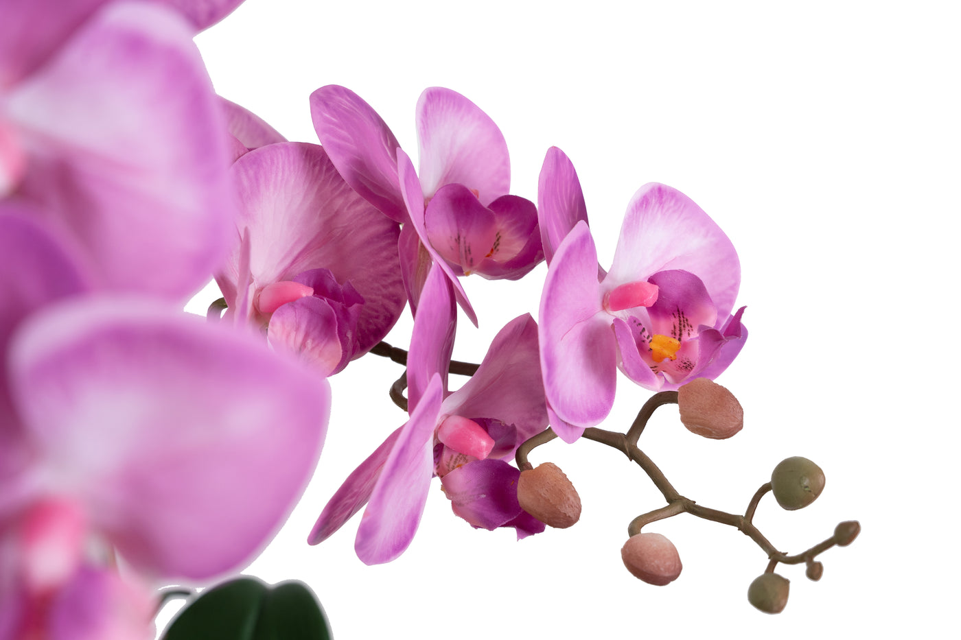 Orhidee artificiala roz cu aspect natural H90 cm cu 9 tulpini