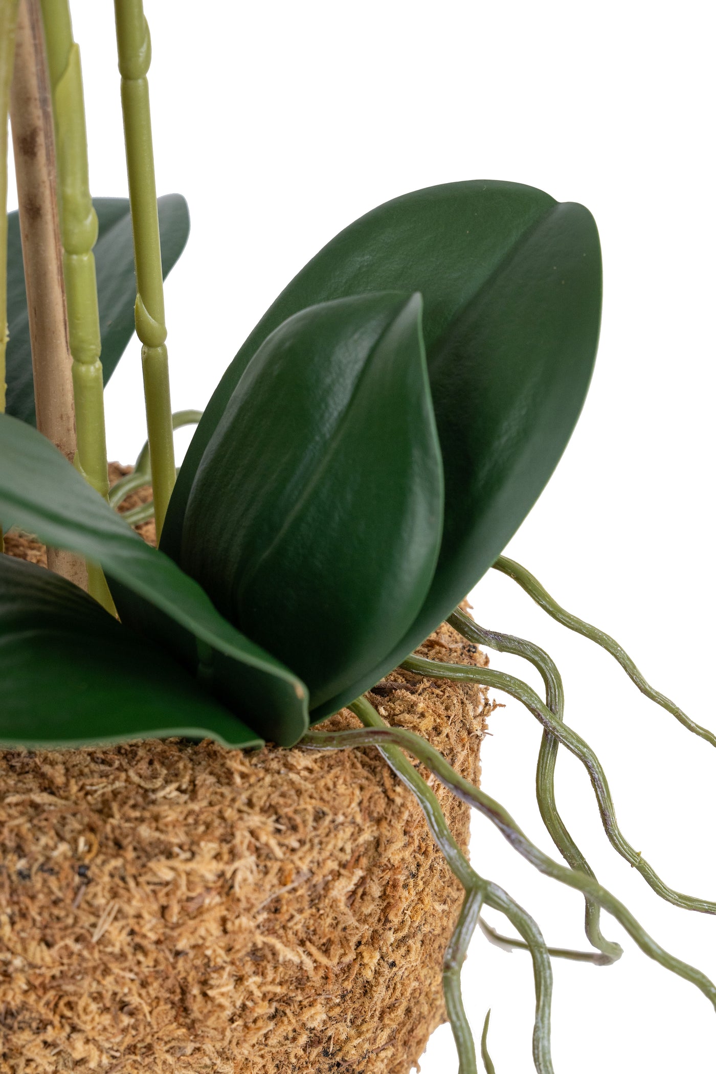 Orhidee artificiala roz cu galben cu aspect natural H61 cm cu 3 tulpini