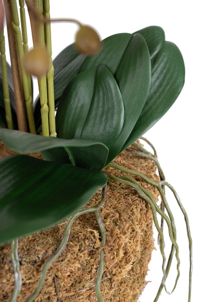Orhidee artificiala roz cu galben cu aspect natural H66 cm cu 9 tulpini