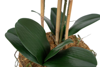 Orhidee artificiala roz cu portocaliu cu aspect natural H61 cm cu 3 tulpini