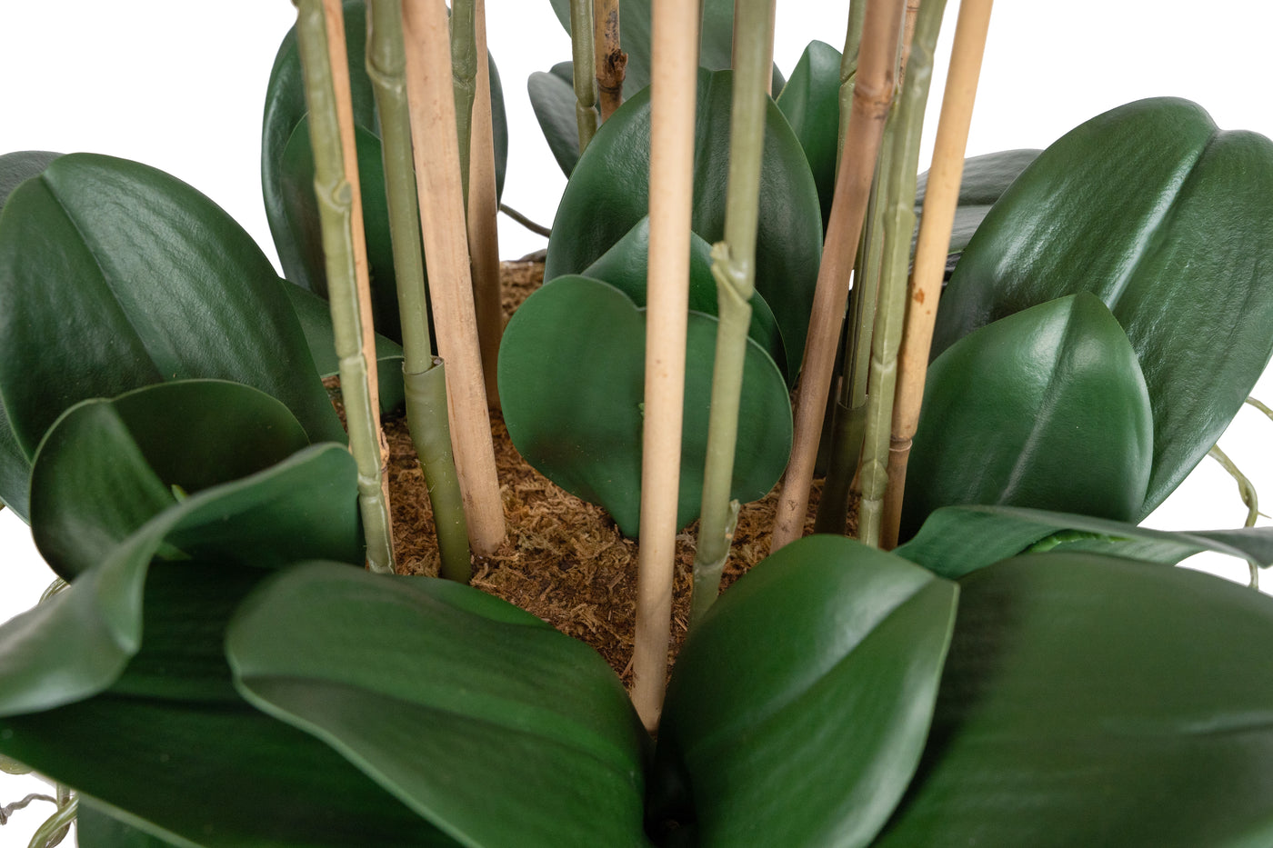 Orhidee artificiala roz cu portocaliu cu aspect natural H90 cm cu 9 tulpini