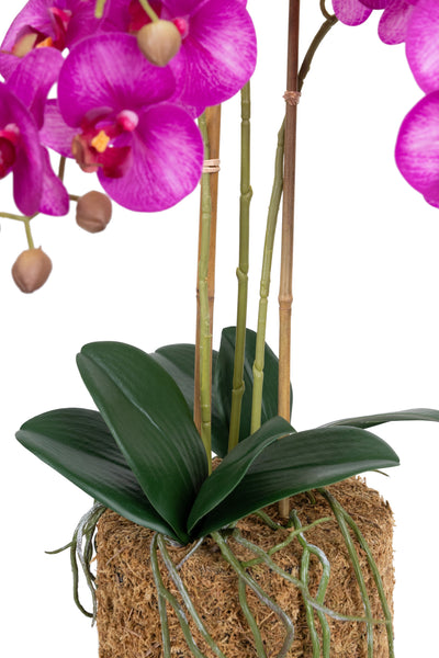 Orhidee artificiala roz intens cu aspect natural H55 cm cu 3 tulpini