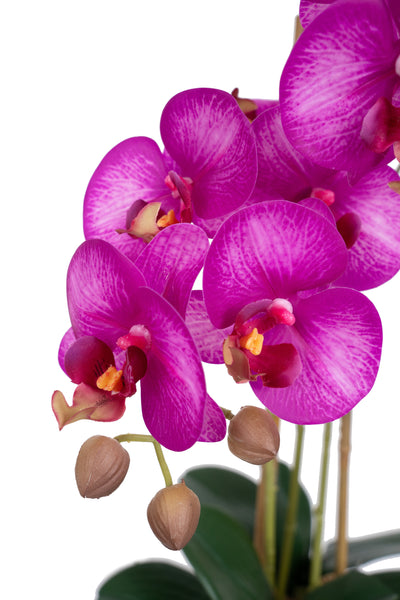 Orhidee artificiala roz intens cu aspect natural H55 cm cu 3 tulpini