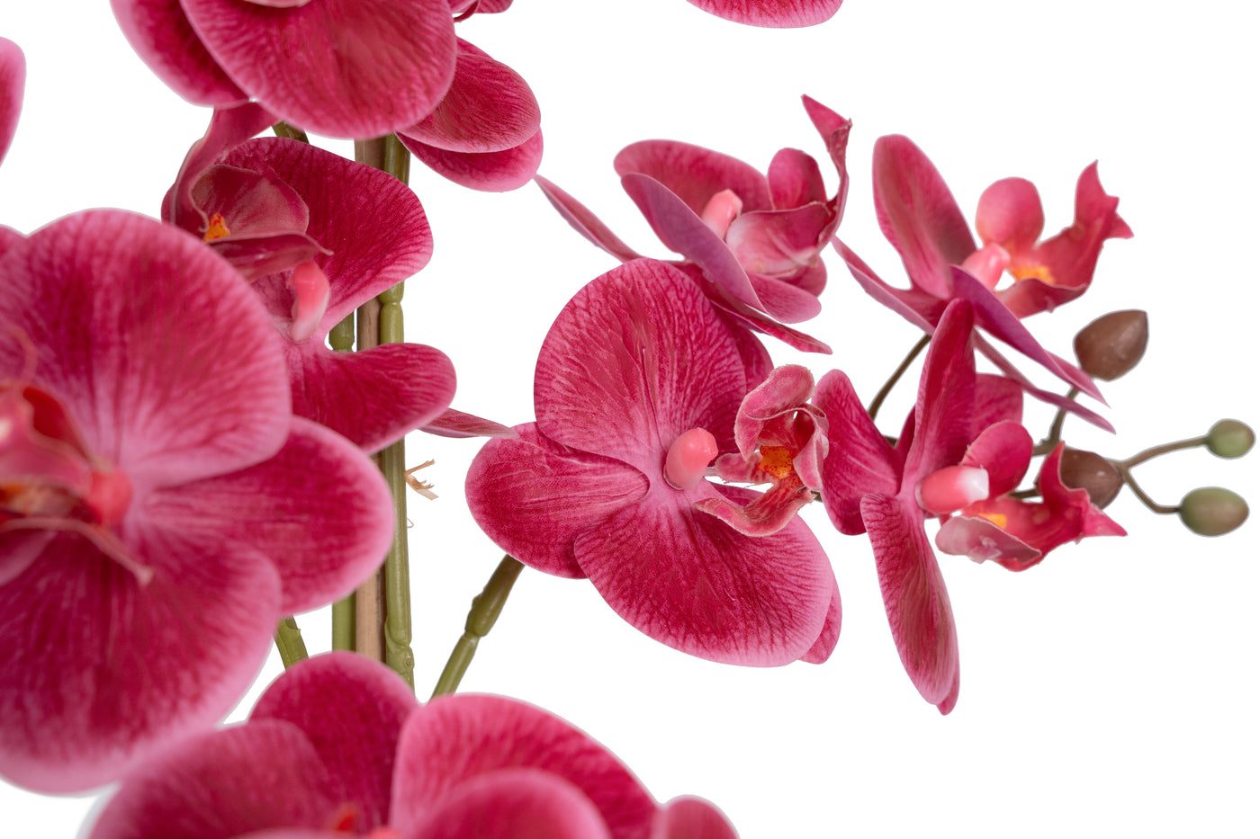 Orhidee artificiala roz-magenta cu aspect natural H59 cm cu 5 tulpini