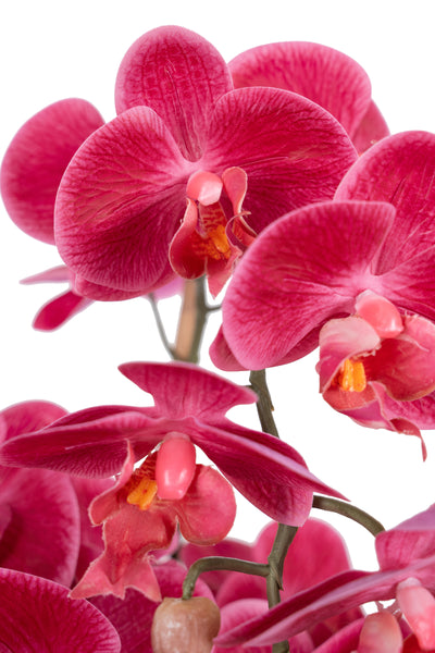 Orhidee artificiala roz-magenta cu aspect natural H61 cm cu 3 tulpini