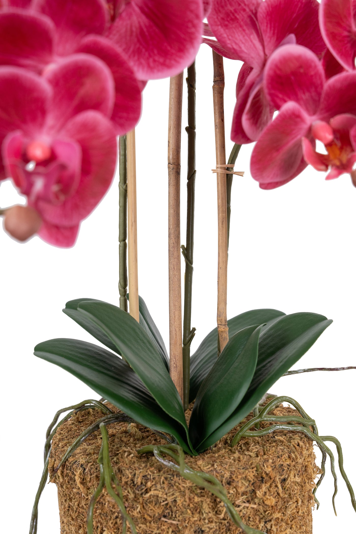 Orhidee artificiala roz-magenta cu aspect natural H61 cm cu 3 tulpini