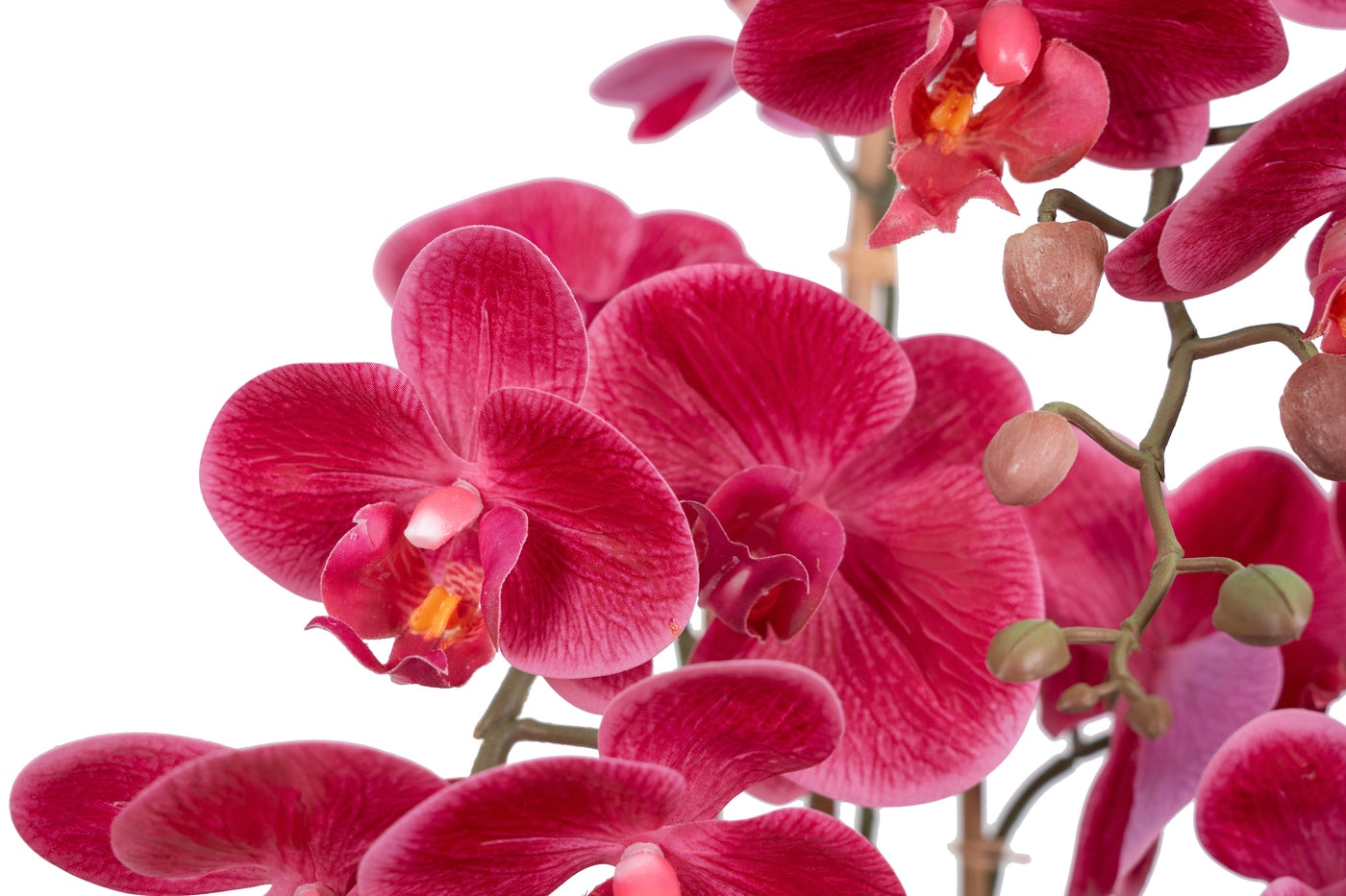 Orhidee artificiala roz-magenta cu aspect natural H61 cm cu 3 tulpini