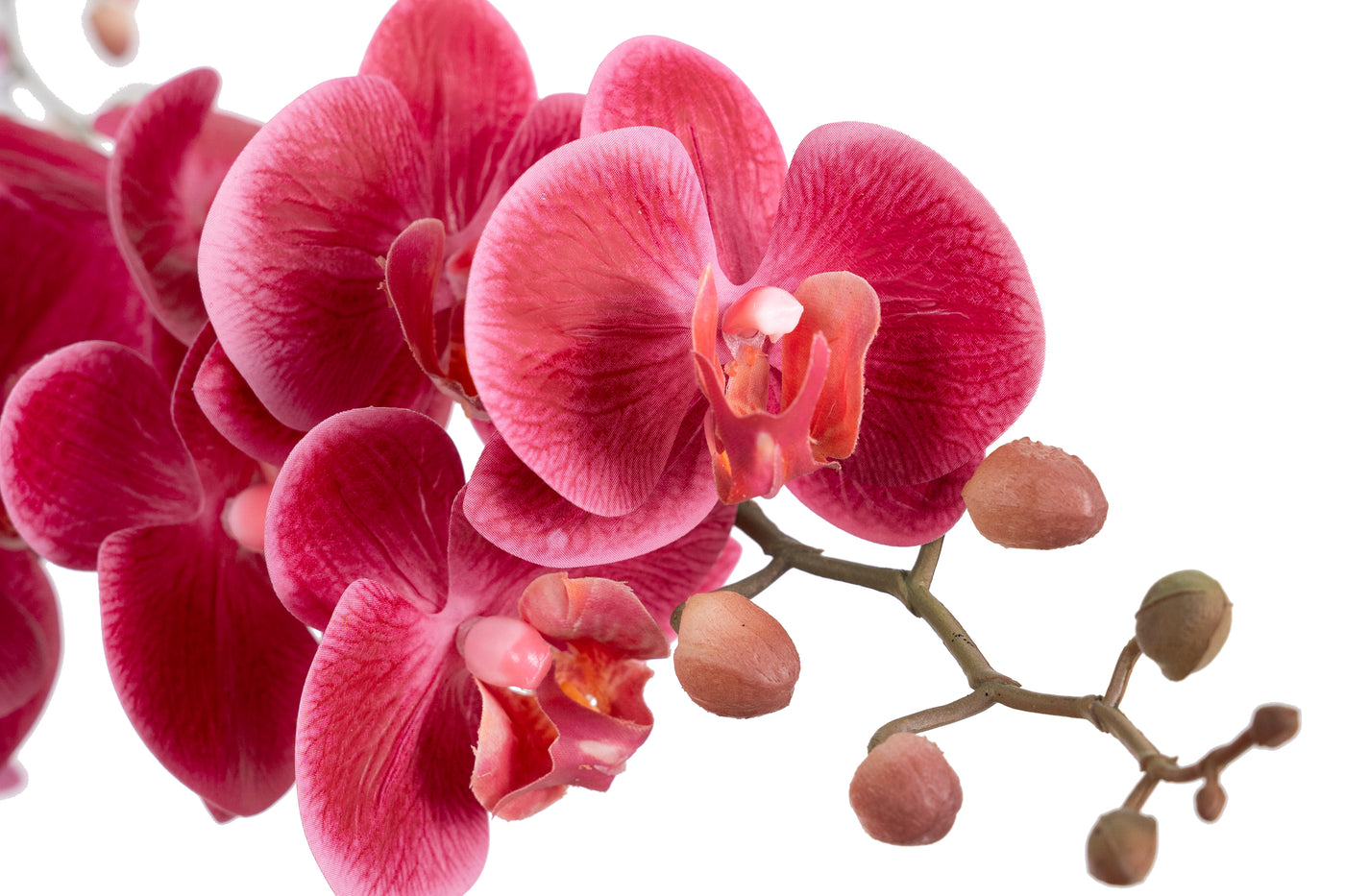 Orhidee artificiala roz-magenta cu aspect natural H90 cm cu 9 tulpini