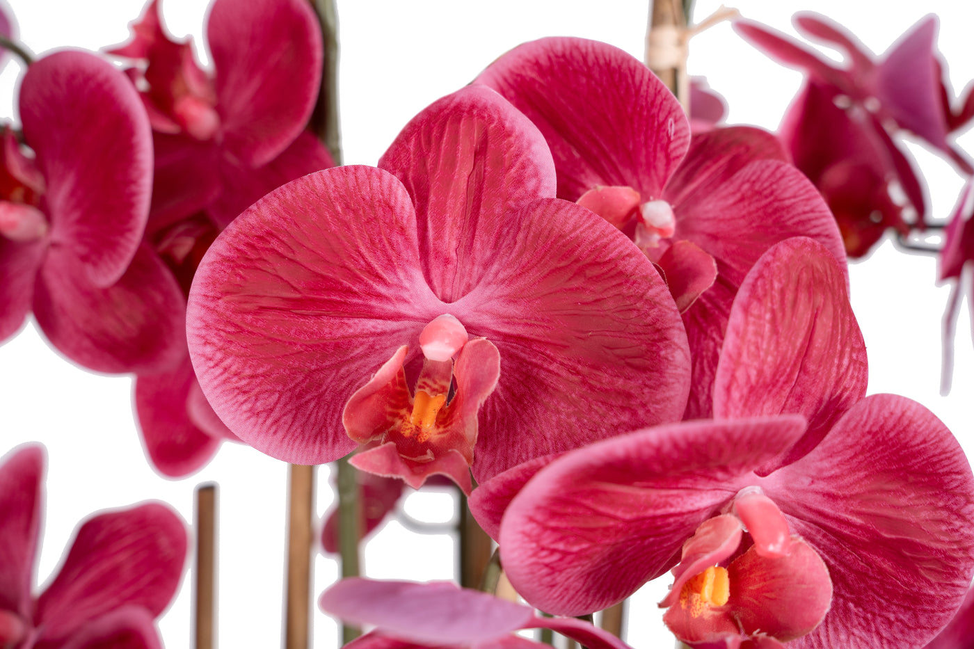 Orhidee artificiala roz-magenta cu aspect natural H90 cm cu 9 tulpini