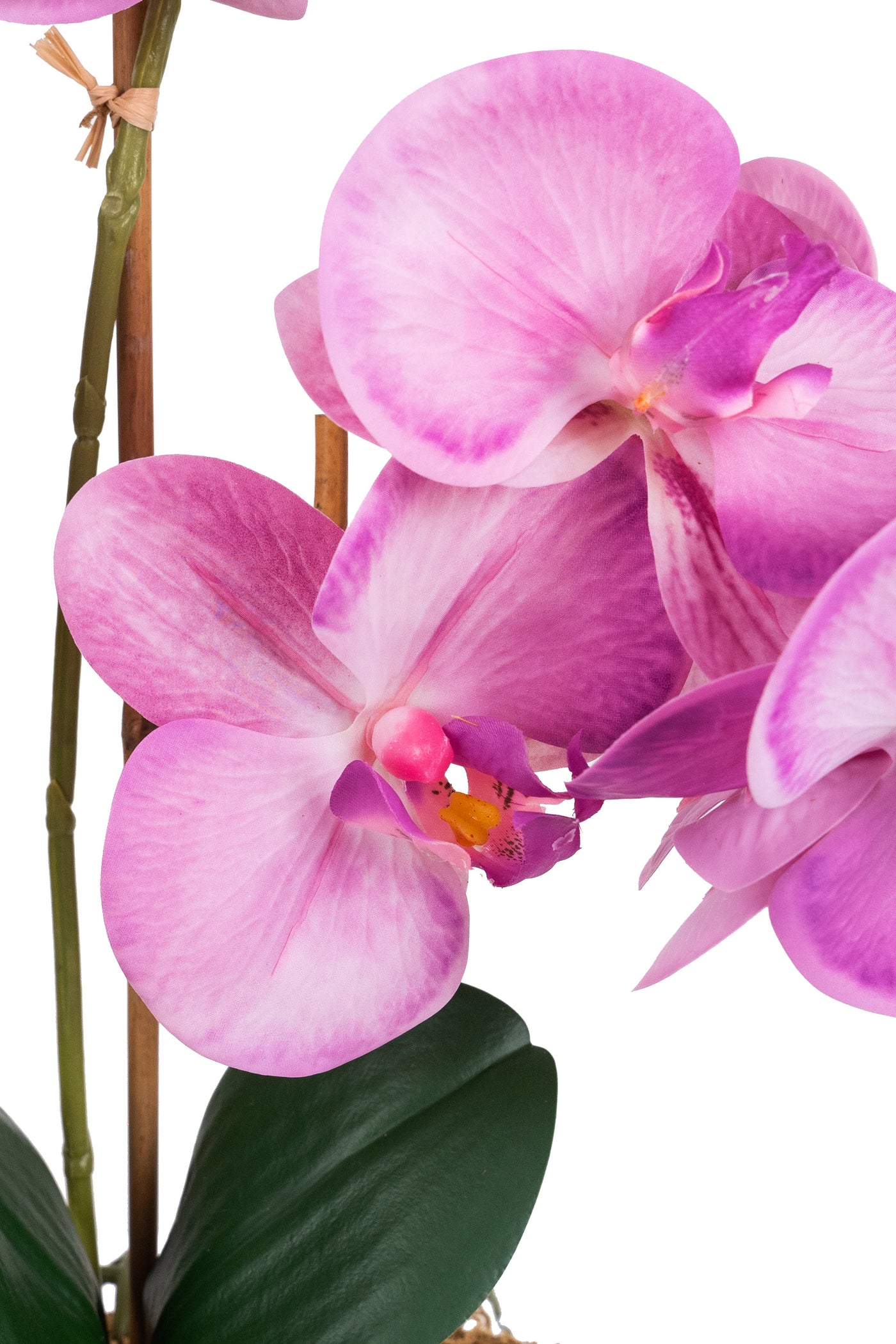 Orhidee artificiala roz pal cu aspect natural H54 cm cu 3 tulpini