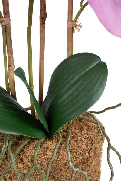 Orhidee artificiala roz pal cu aspect natural H54 cm cu 3 tulpini