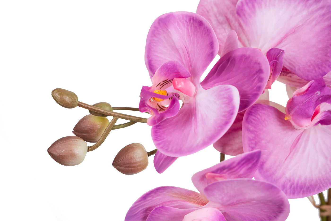 Orhidee artificiala roz pal cu aspect natural H54 cm cu 3 tulpini