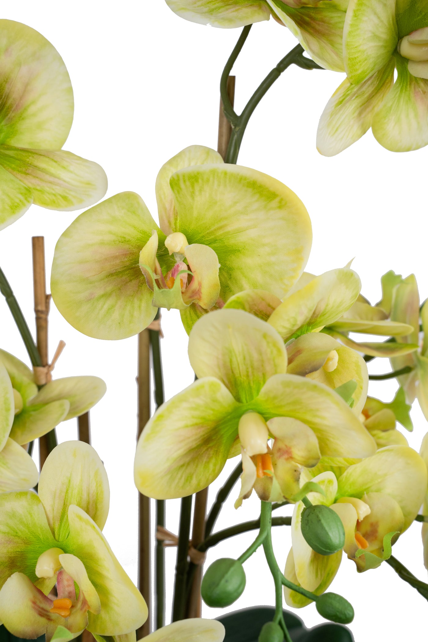 Orhidee artificiala verde cu aspect natural H70 cm cu 7 tulpini